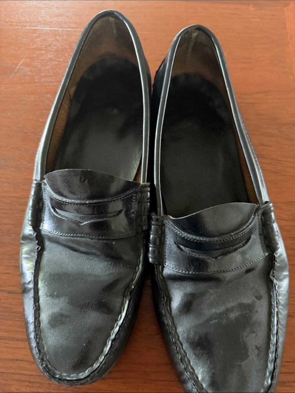 Men's Black Leather Slip-On Penny Loafers